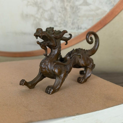 Chinese Bronze Dragon Figure Statue Collectable Tea Pet Table Decoration