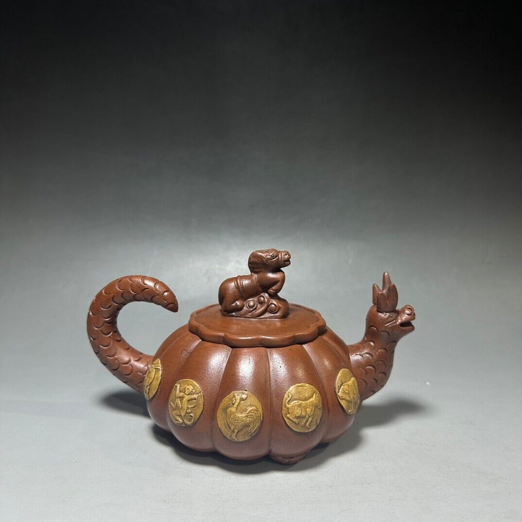 Chinese Yixing Zisha Clay Handmade Exquisite Teapot（生肖龙舟壶 底款：蒋蓉）