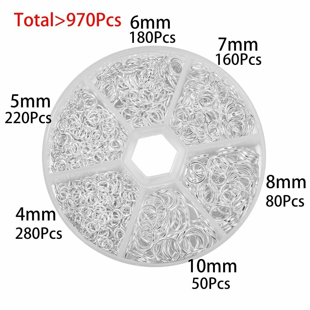 970Pcs/Set Mixed Color Open Jump Ring Split Connector Jewelry Making Kit Finding