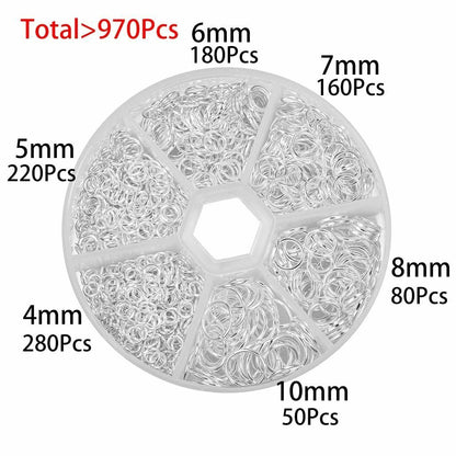 970Pcs/Set Mixed Color Open Jump Ring Split Connector Jewelry Making Kit Finding