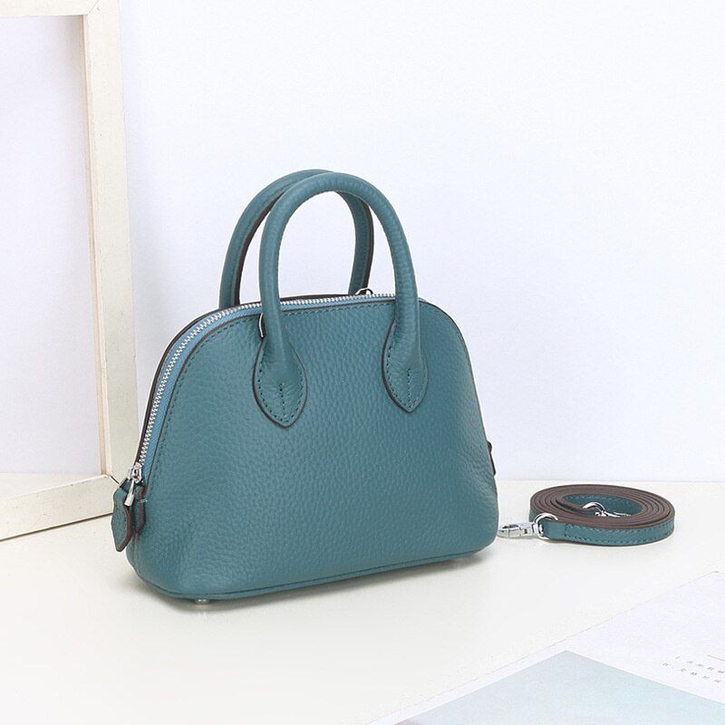 Shell Bag Messenger Purse Cow Leather Simple Shoulder Bag Handbag Small Pouch