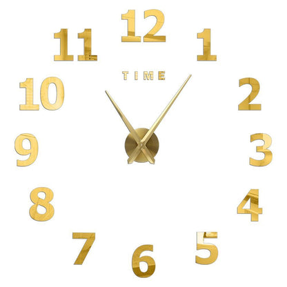 DIY Wall Clocks Acrylic Mirror Large 3D Frameless Home Living Room Decor 37-47In