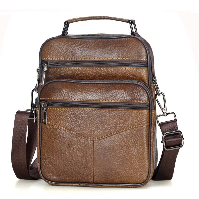 Men Genuine Leather Handbag Male Shoulder Bag Cowhide Leather Bag Men's Tote
