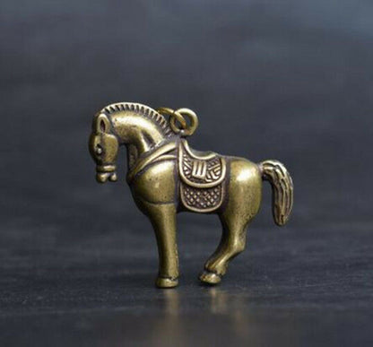 Classic China's archaize pure brass horse small statue Pendant