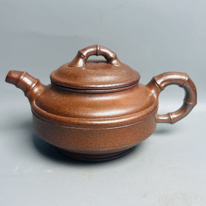 Vintage Chinese Yixing Purple Clay Teapot Zisha Ceramic Bamboo Teaware Collector