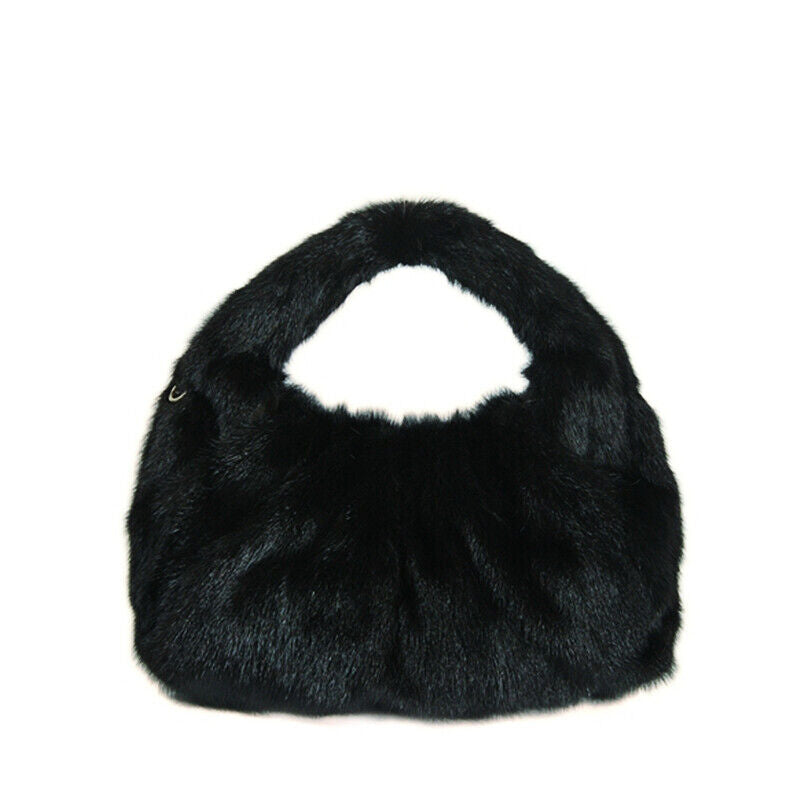 Luxury Womens Full-pelt Mink Handbag Genuine Leather Strap Solid Crossbody Bag