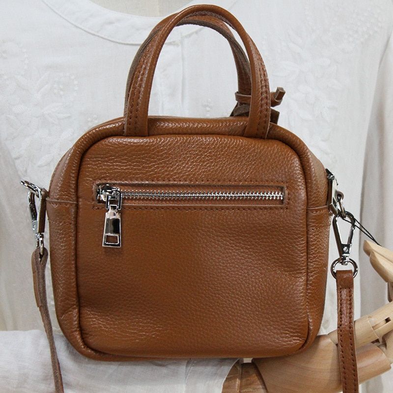 Genuine Leather Cowhide Handbag Purse Fashion Large Crossbody Bags 10*17*17 CM