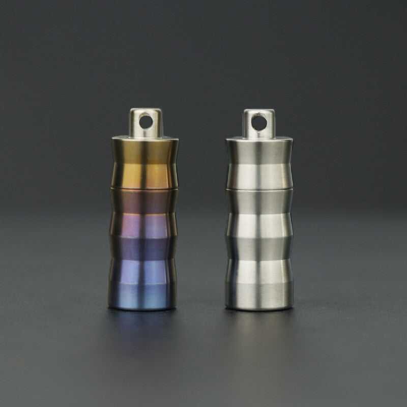EDC Titanium Pill Case Container Portable Waterproof Box Keychain Pendant