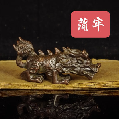 China bronze dragon son Figure statue collectable table decoration tea pet
