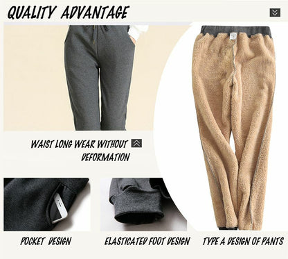 Pants Women's Cashmere Harem Warm Velvet Thick Lambskin Sweatpant Loose Trousers