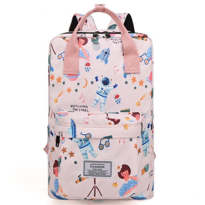 Oxford Polyester School Backpacks Waterproof Flower Print Bags Laptop 38*14*28CM