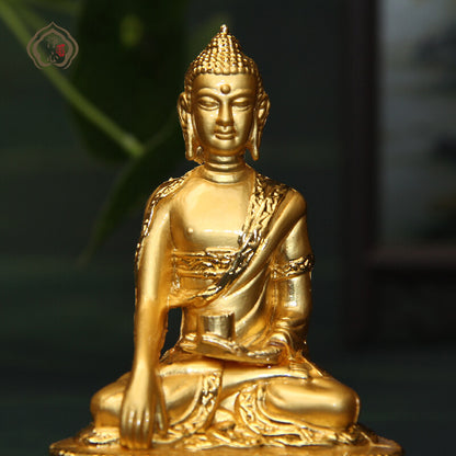 8cm Alloy Buddhist Gilt Shakyamuni Buddha Statue Buddhism Temple Decor