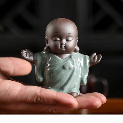 On Sales Porcelain Tea Pet Monk Statue Small Size Table Ornament Decoration New