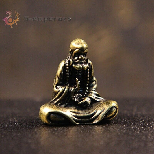 Brass Dharma Buddha Statue Bodhidharma Buddhism Figurine Tea Pet Decoration