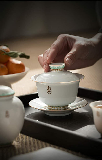 200ml Hand Painted Gaiwan Porcelain Tea Set Tea Cup Bowl Kung Fu Tea Ceremony