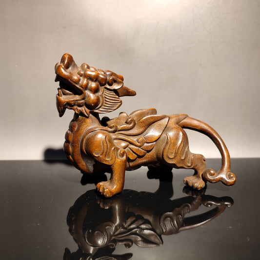 vintage chinese wooden dragon statue wood carving unicorn room decor sculpture