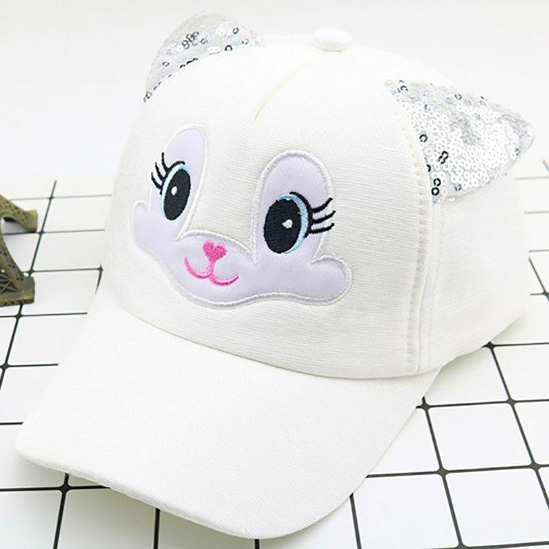 Baby Hats Spring Summer Girl Baseball Caps Glitter Rabbit Ear Pearl Sun Children
