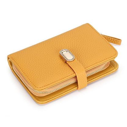 Wallet Genuine Leather Short Wallet Multi Card Slot Zipper Zero Wallet Card Bags