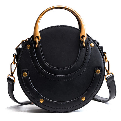 Circular Scrub Womens Ladies Leather Bags Small Round Lady Shoulder Bags Handbag