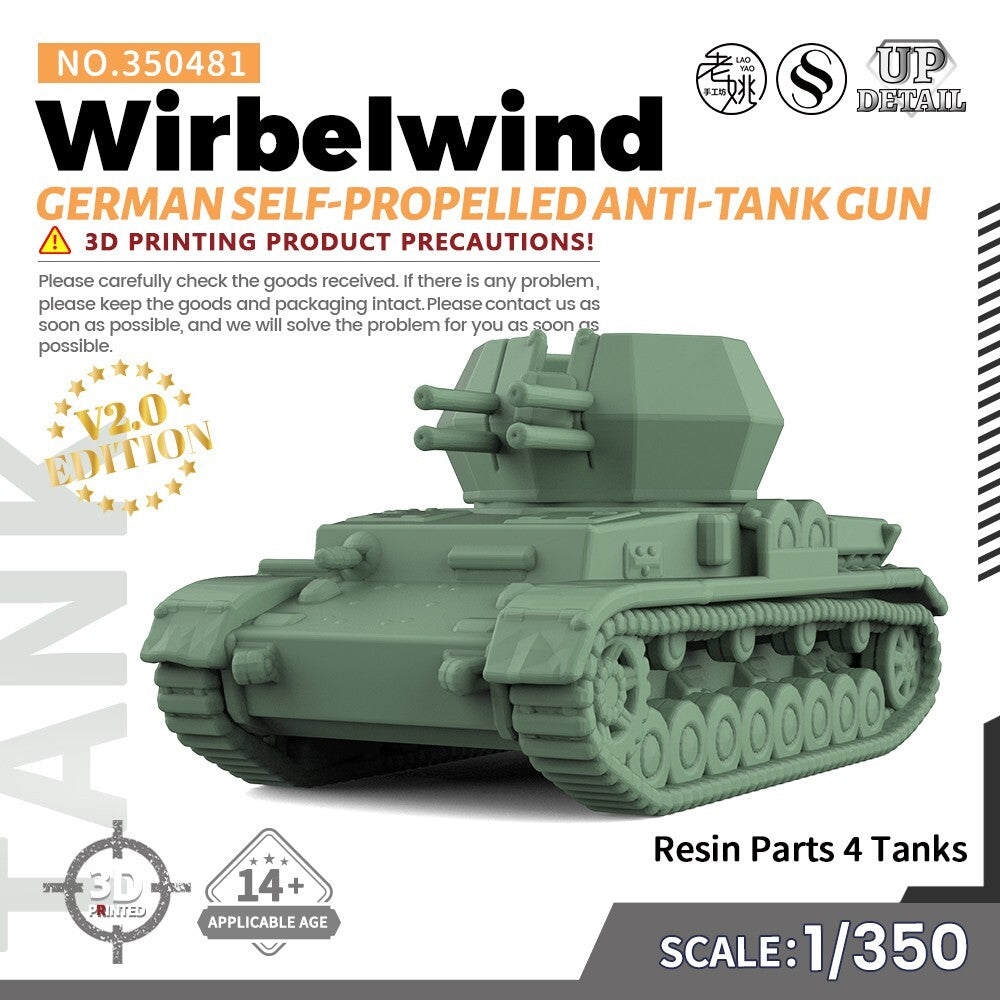 SS481 1/200/350/700 Model German Wirbelwind Self-Propelled Anti-Tank Gun