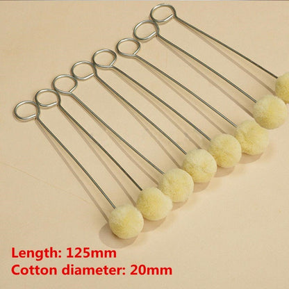 New 50pcs/Set Leather Tool Wool Daubers Ball Brush Leather Dye Tool Metal Handle