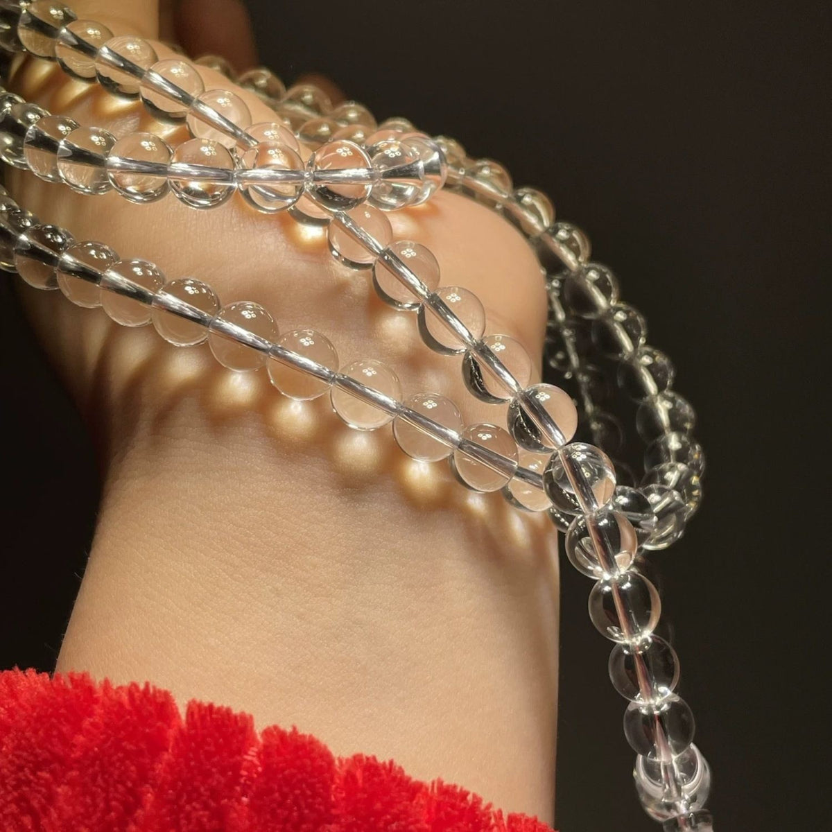 Natural White Crystal 8mm 108 Beads Mala Bracelet Lotus Pendant Unisex Prayer