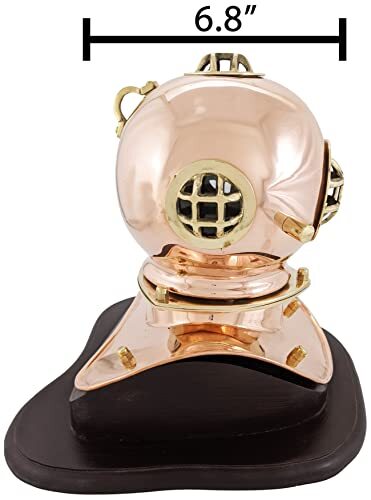 8 in. Solid Copper & Brass Miniature Replica 1941 US Navy Mark IV Diving Helmet