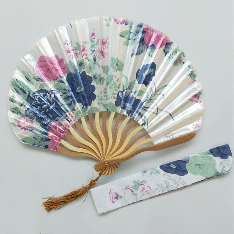 1-Piece Elegant Ladies Silk Flower Hand Folding Fan Japanese Style Wedding Party Props -
