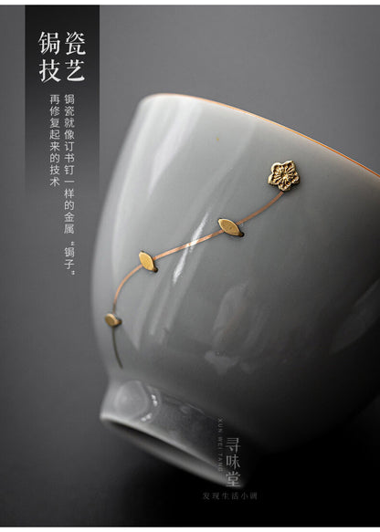 glazed curium nail gold tea cup household ceramic Kung Fu set tea tasting cup