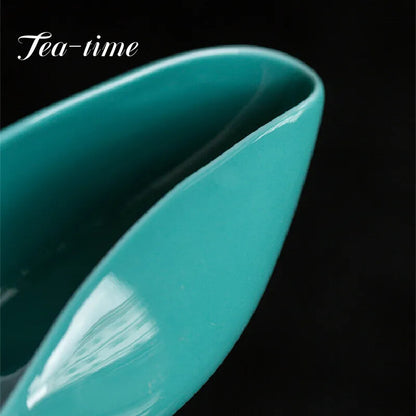 Turquoise Green Ceramic Tea Lotus Tea Spoon Household Handmade Tea Shovel