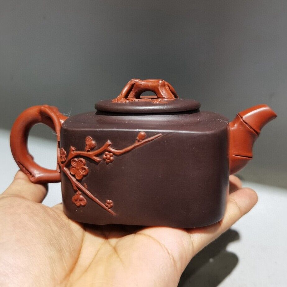 Chinese Yixing Purple Clay Teapot Zisha Ceramic Bamboo Plum Blossom Teaware Nice