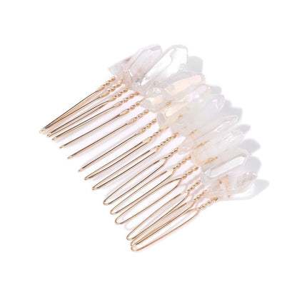 Women Hair Combs Irregular Healing Crystal For Bride Hairpin Wedding Accessories
