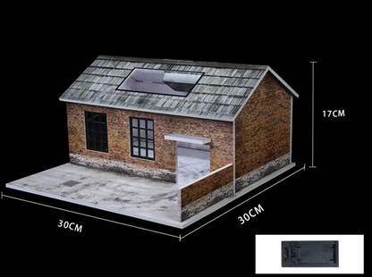 1/64 Factory Garage Model With Light Parking Lot Display Case Scene