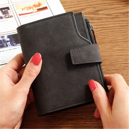 Ladies Billfold Female Purse Cash Clip Leather Multi-card Clamps Women's Wallet