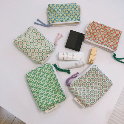 Small Cosmetic Make Up Bag Cotton Floral Organizer Bags Lipstick Purse Coin 1 PC
