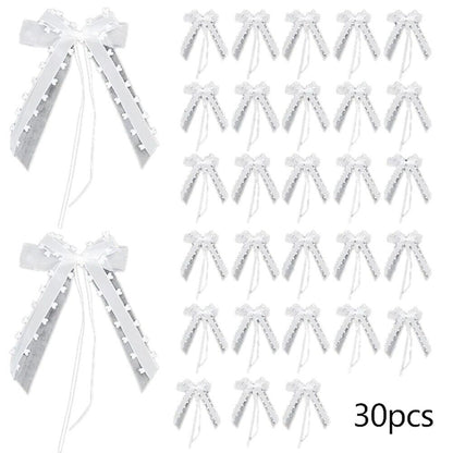 Party Decoration 30Pcs Polyester DIY Birthday Pull Gift Wrapping Car Bow 12x25cm