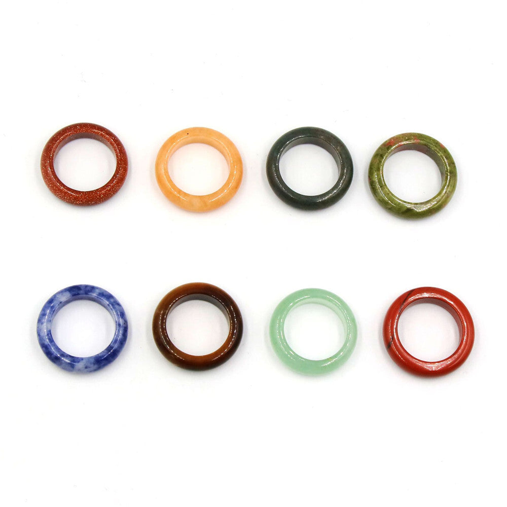 20pcs Wholesale Ring Jewelry Natural Agate Gemstone Mix Colorful Rings Lots