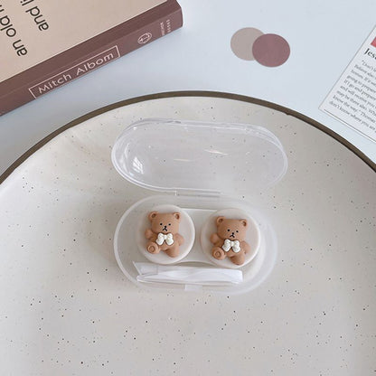 Women Contact Lens Case Plastic Lovely Cat Paw Container Storage Box 6.4x4x2.5cm