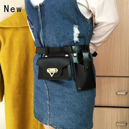 2 PCS Women Belt Bag Leather Flap Fanny Pack Shoulder Crossbody Chest Bag Purse