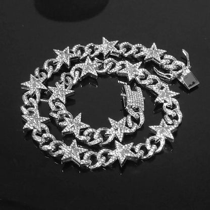 Mens ICED Miami Cuban Link Chain Barbed Thorn Spiked Necklace Plated CZ Jewelry