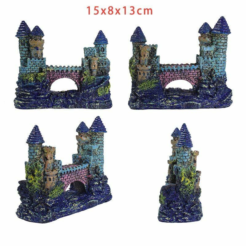 Aquarium Shipwreck Castle Decor Fish Tank Landscaping Ornament Plastic 15x7x13cm