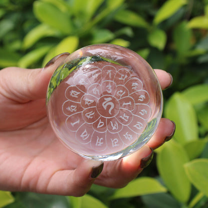 6cm Crystal Carving Buddhism True Word The Destruction of Destiny in The Land