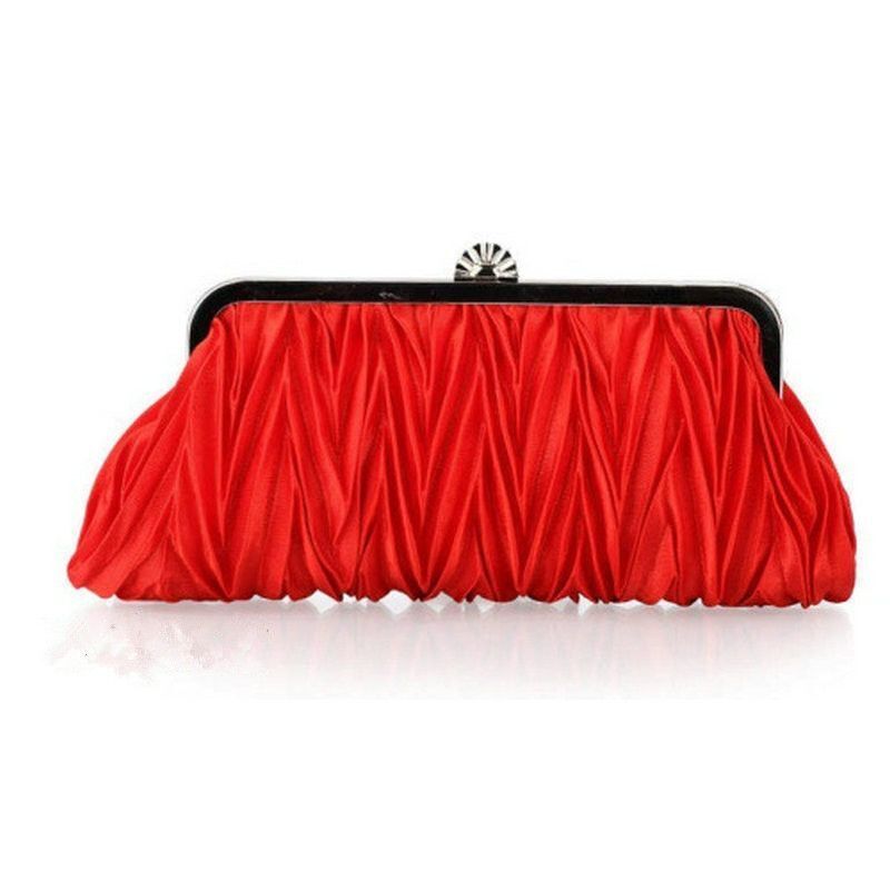 Satin Crystal Bridal Handbag Clutch Wedding Purse Evening Bag Shoulder Purse 1PC