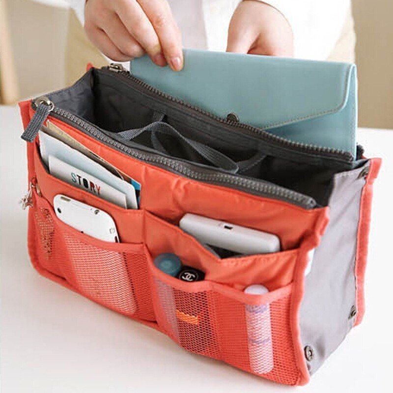 Organizer Insert Bag Women Nylon Travel Handbag Purse Large liner Cosmetic Bag