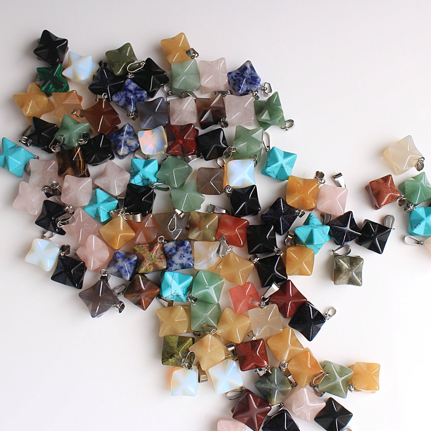 Wholesale Price! 50pcs Mixed Colour Merkaba Crystals Pendant Reiki Healing