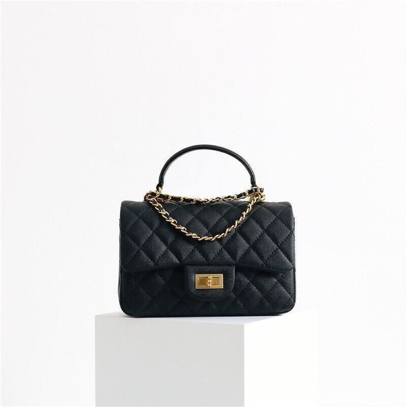 Quilted Lambskin Leather Small Flap Purse Chain Tote Shoulder bag Crossbody