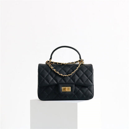Quilted Lambskin Leather Small Flap Purse Chain Tote Shoulder bag Crossbody