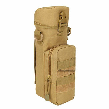 Water Bottle Pouch Nylon Outdoor Military Travel Kettle Bag Shoulder Strap Green