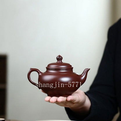 True Yixing Zisha Purple Grit Tea Pot Marked Purple Zhu Clay Master Pot 9 Holes