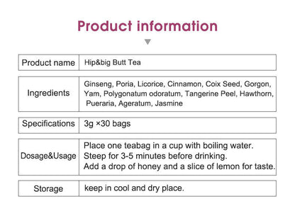 Herbal Buttock Enhancement Tea Warped Cozy Tea Hips Big Butt Tea 90g